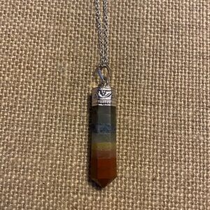 Rainbow chakra point pendant necklace